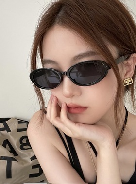复古椭圆小框墨镜女高级感