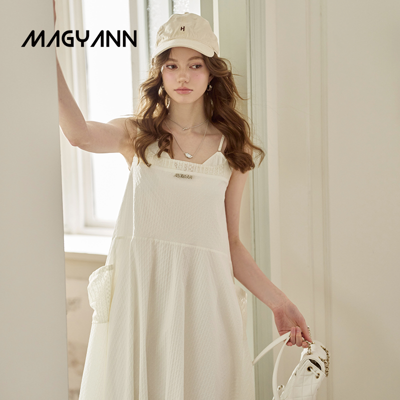 【白昼】Magyann设计师原创2025夏优雅气质假两件口袋长裙连衣裙
