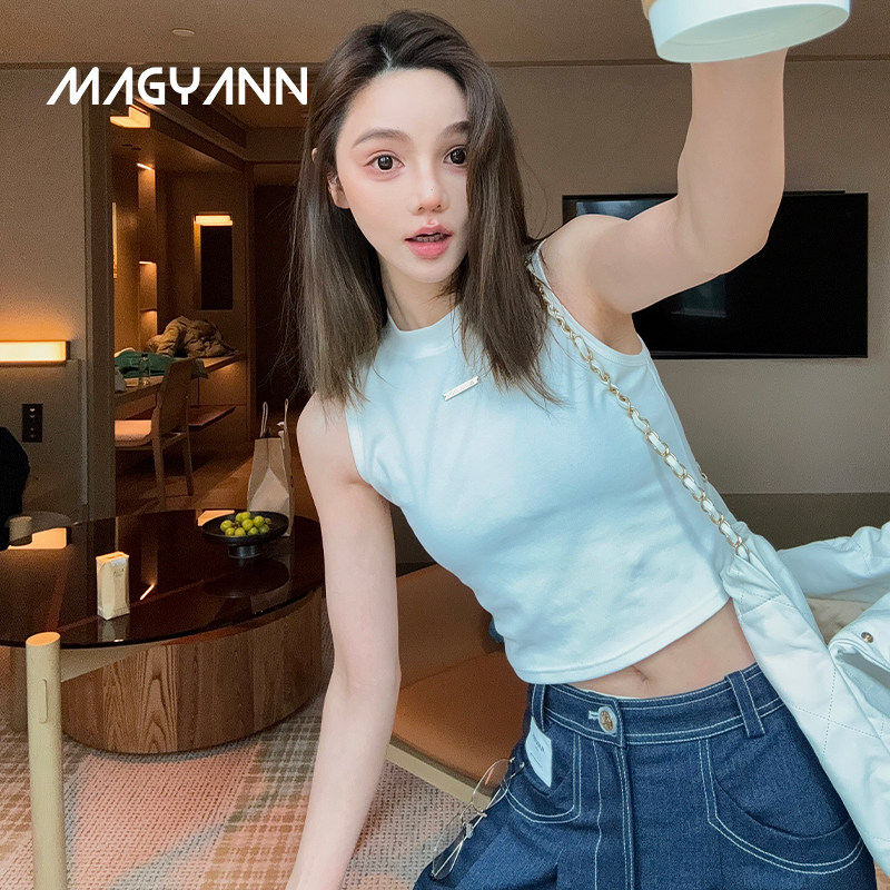 【纯白之年】Magyann2026夏圆领休闲基础百搭简约美式无袖背心女