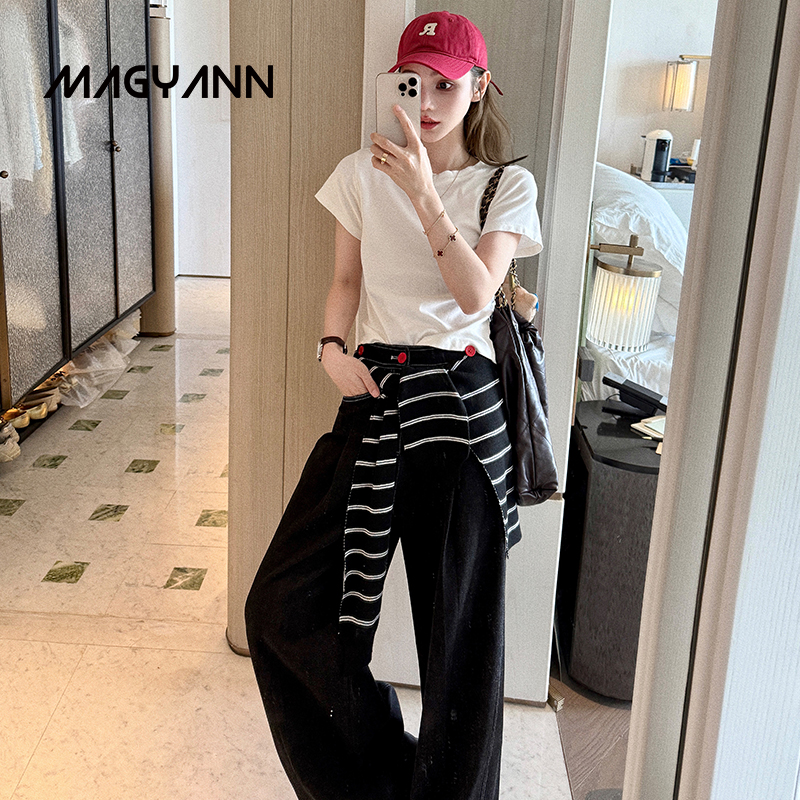 【夜鸣】Magyann设计师原创2025秋牛仔百搭显瘦调节腰袢阔腿裤女