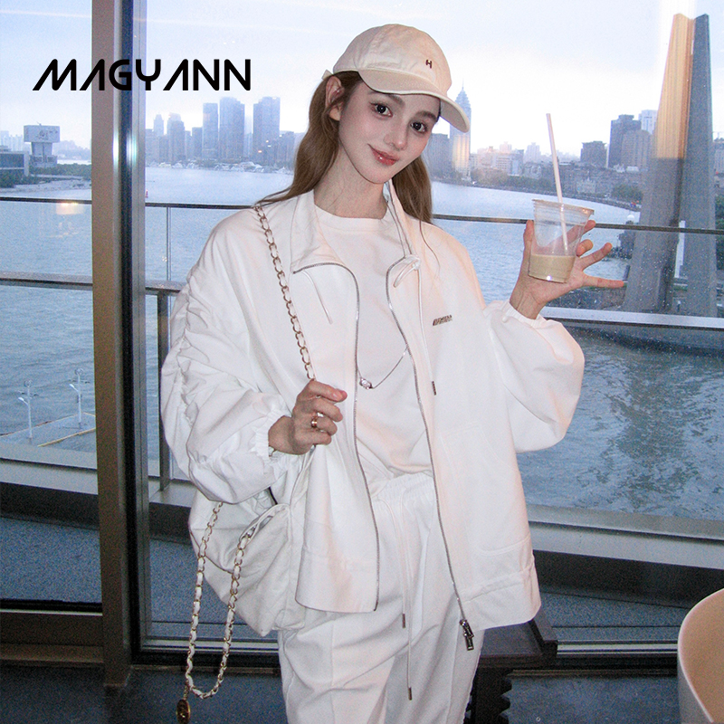【漫步云端】Magyann设计师原创2025秋抽绳碎褶运动衫拉链外套女