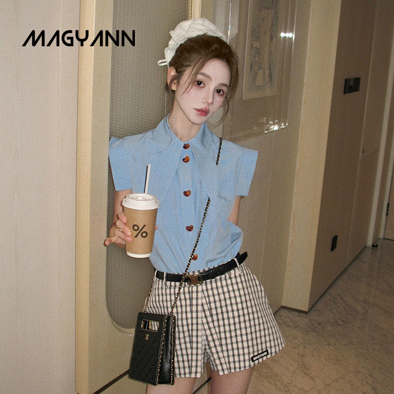 【黑白格】Magyann设计师原创2025夏通勤休闲高腰格子分层裙裤女