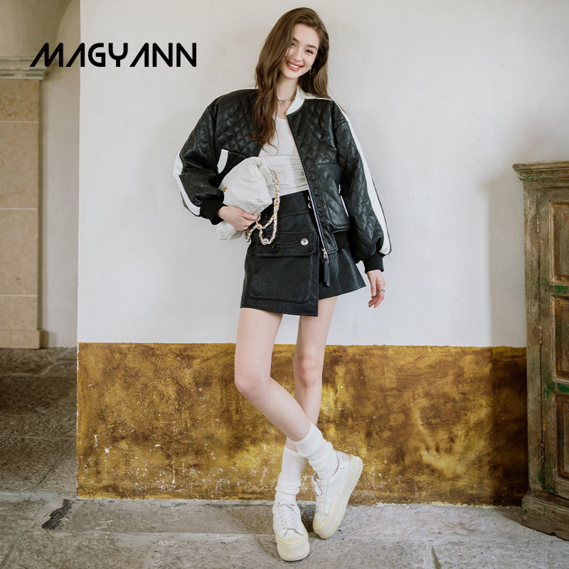 【格子间】Magyann2025秋设计师原创时髦不规则童趣口袋半裙短裙