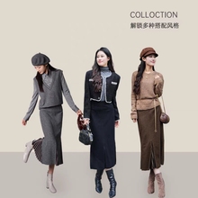 哥家专柜正品秋冬步步生花显瘦气质中长款羊毛鱼尾半身裙1200232