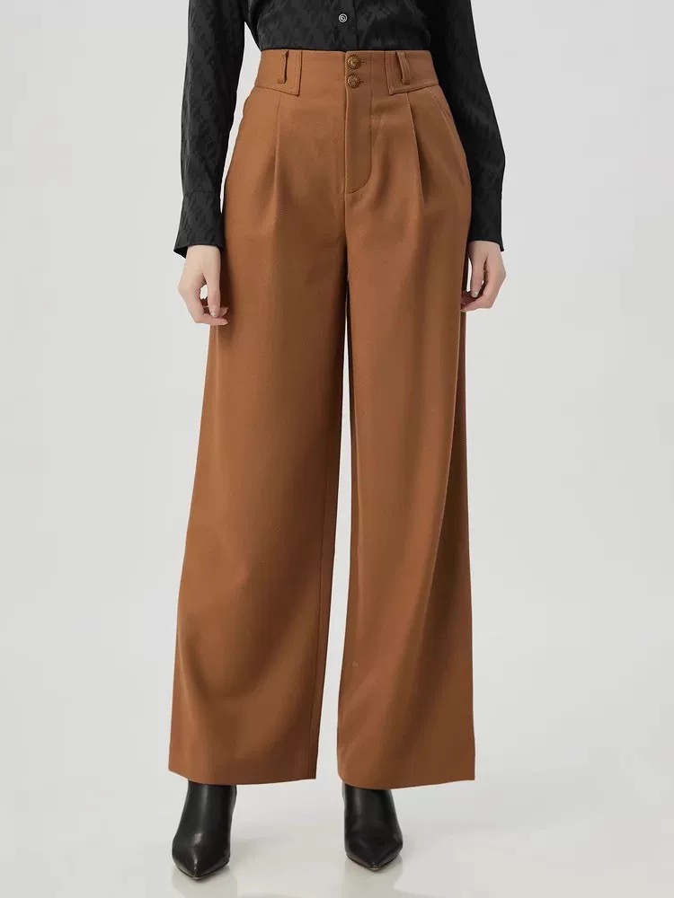 阿玛施专柜女装2025秋冬新款百搭高腰显瘦阔腿休闲裤女1100468