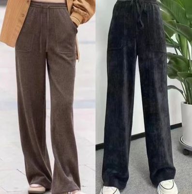 【商场同款】阿玛施2025秋冬新款系带雪尼尔直筒休闲裤子5100386