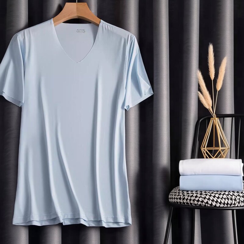 冰丝无痕速干短袖T恤男冰感睡衣