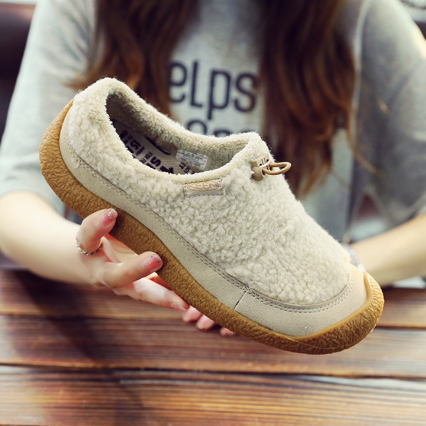 户外休闲秋冬保暖一脚蹬毛毛女鞋小羊蹄柔软舒适百搭时尚百搭