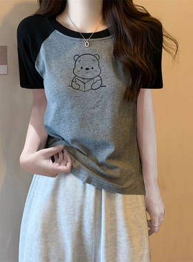 纯棉短袖T恤女生春夏初中高中学生体恤大码宽松胖妹妹百搭上衣服