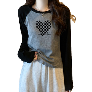 韩系春秋新款长袖t恤女装宽松上衣微胖mm显瘦体恤内搭纯棉打底衫