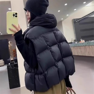 米兰风mdcw立领短款鸭绒羽绒马甲女2025秋冬款高级感外穿坎肩外套