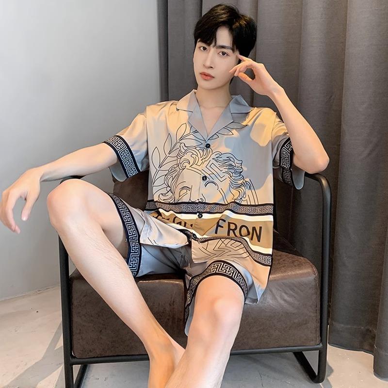 高级感黛安靓真丝睡衣男款夏季丝绸夏天短袖夏款宽松家居服套装