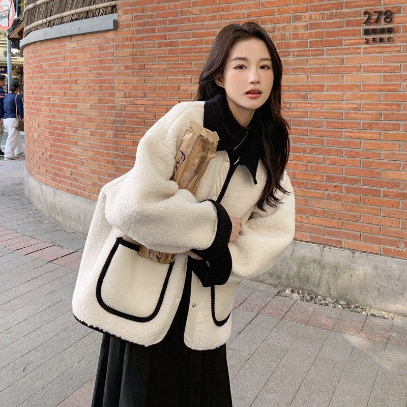 2024秋冬新款法式小香风加厚皮毛一体小个子短款软糯羊羔毛外套女,女装/女士精品,短外套,淘宝优惠券,粉丝福利购,淘宝优惠卷