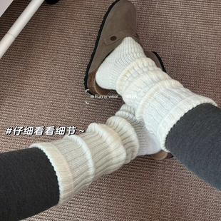 XIA夏夏-纯色简约踩脚袜套女粗针针织堆堆袜腿套辣妹中长筒袜袜子