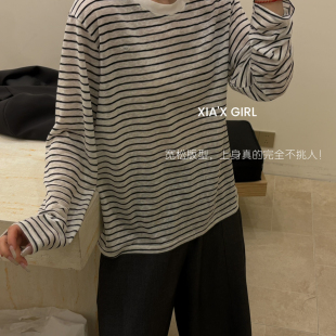 雪花棉长袖 春夏宽松柔软休闲百搭防晒衫 T恤HS8835 纹罩衫 XIA夏夏