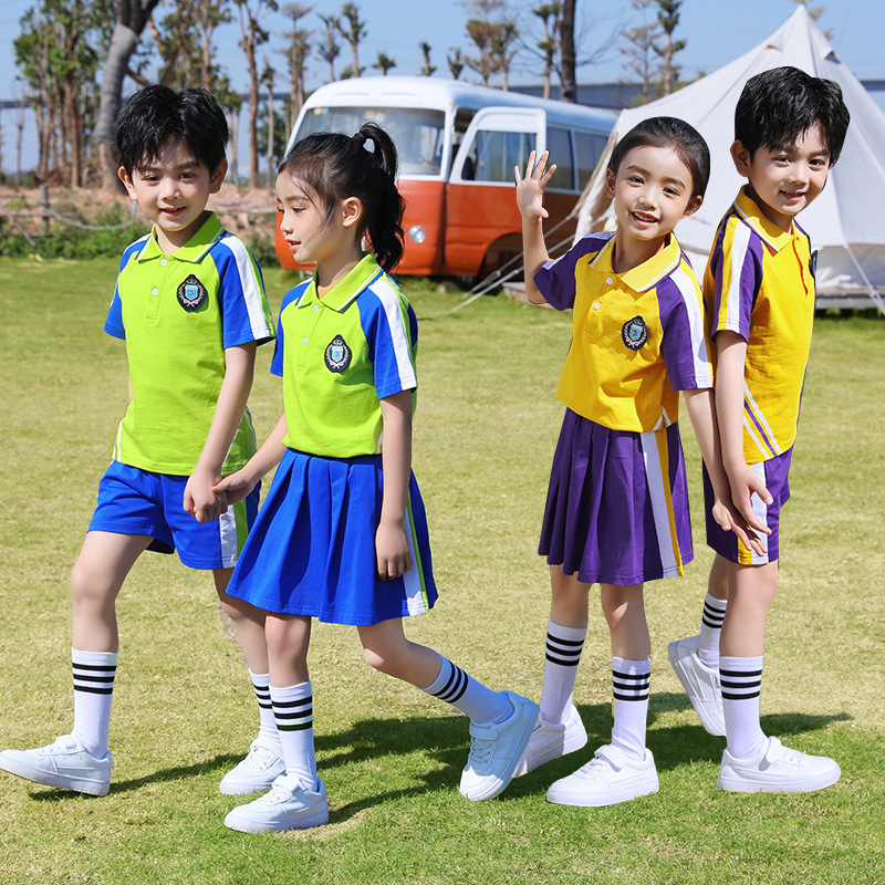 新款幼儿园园服中小学生夏季班服短袖儿童学院校服英伦风