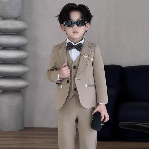 男童周岁演出服男孩英伦绅士生日花童主持钢琴婚礼服西服儿童西装