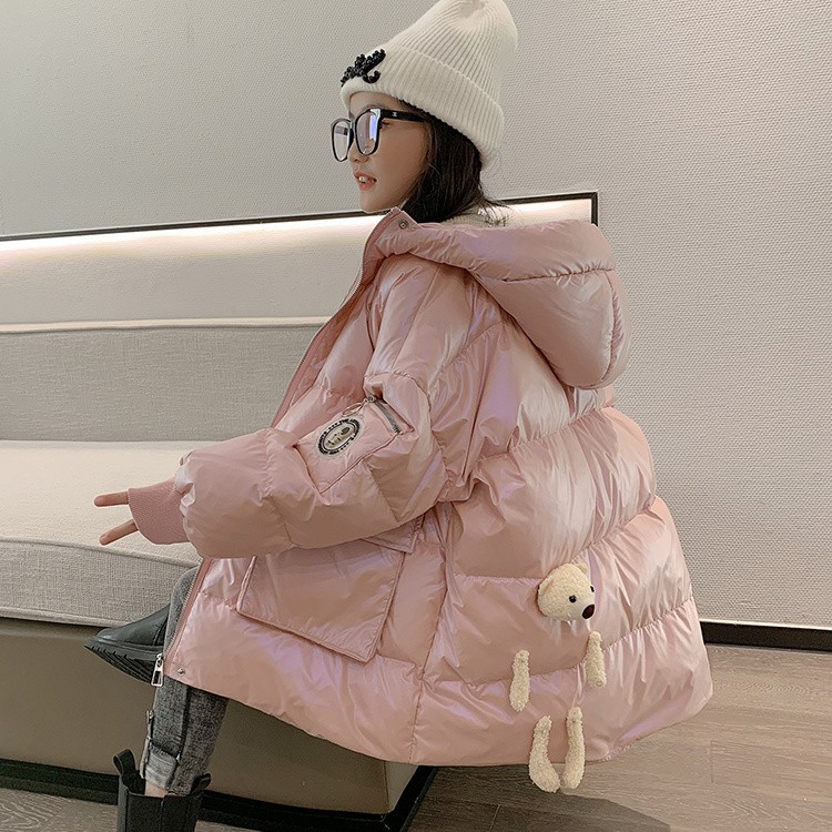 外套女儿童羽绒棉服2025冬季新款中大童洋气免洗加厚保暖可擦棉袄