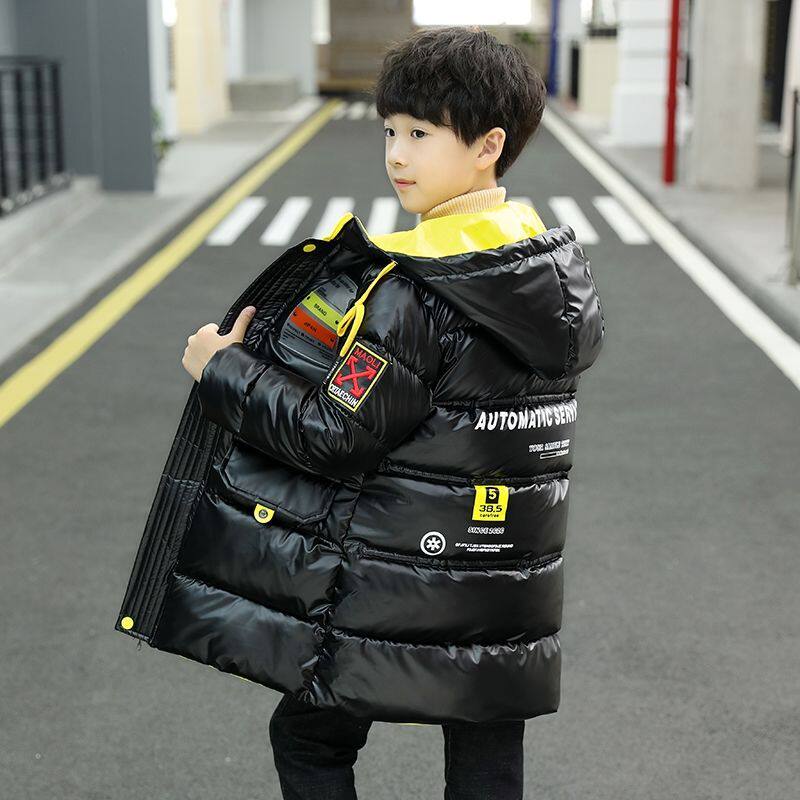 帅气男童棉服新款男孩加绒棉袄中长款加厚棉衣儿