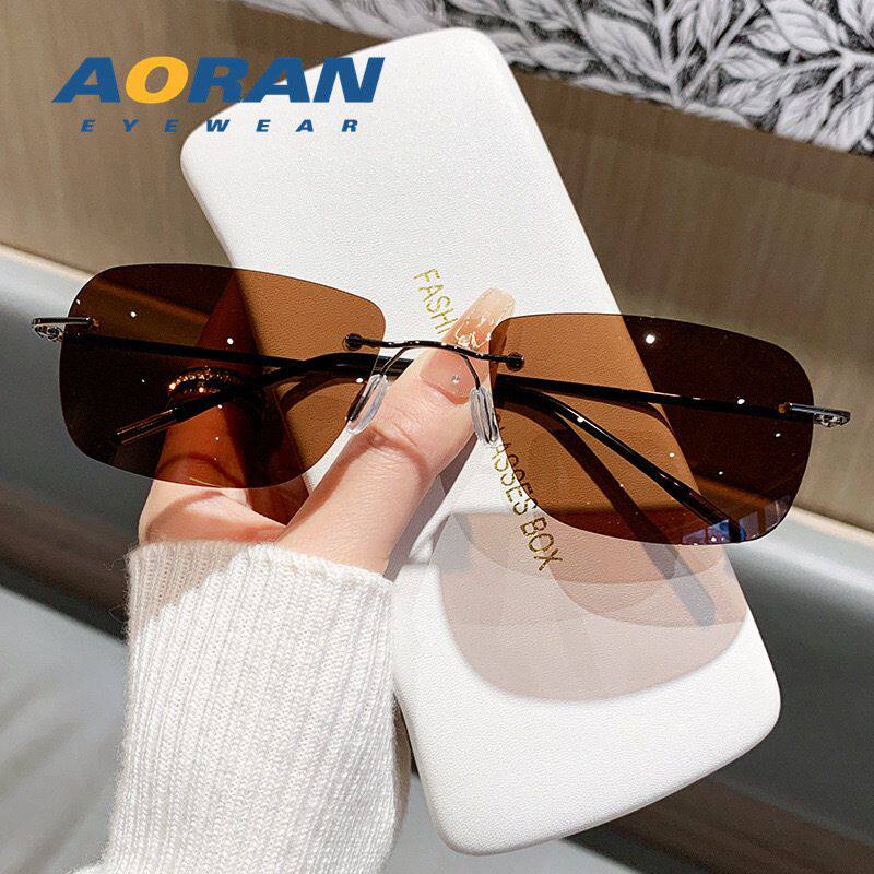 偏光墨镜男新款时尚开车驾驶开车用超轻墨镜高级感无框切边太阳镜