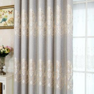 欧式窗帘客厅棉麻大气北欧风格卧室落地竹节棉窗帘纱加高特价成品