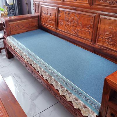 定制2025年新款四季通用防滑海绵老式木沙发垫中式棉麻极简风坐垫