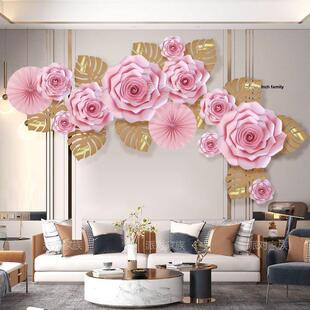 婚礼纸花婚礼舞台背景道具大型人工手工制作牡丹花假日店橱窗装饰