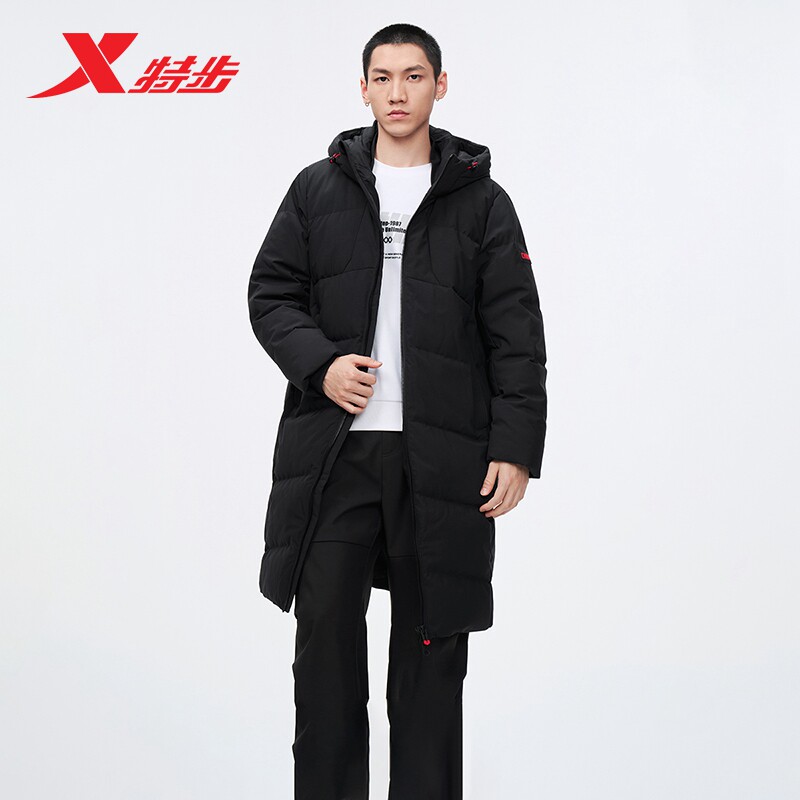 特步中长款羽绒服男2025冬季新款保暖防风休闲羽绒服975429640127