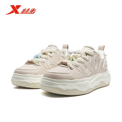 特步可可鞋板鞋女2025秋季