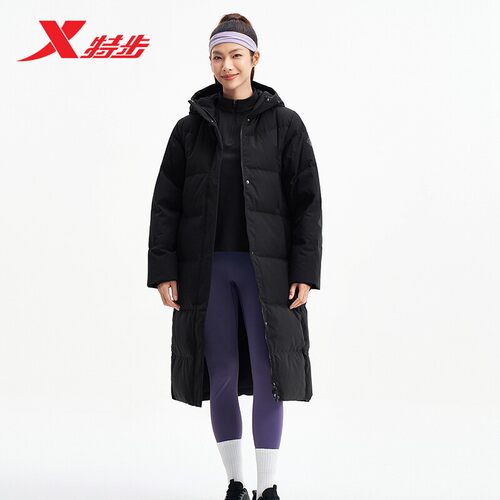 特步门店同款中长款羽绒服女冬季保暖防风锁温外套975428640026