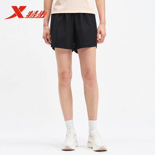 特步短裤女2025夏季新款健身跑步透气女子梭织短裤975228240049