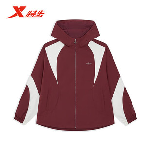特步XDNA双层风衣女2026春季新款梭织连帽风衣薄外套974128150400
