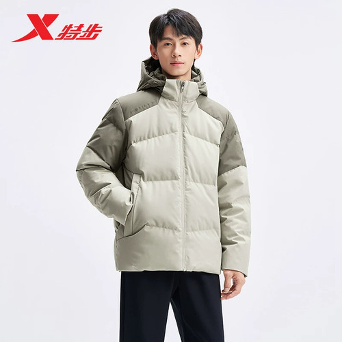 特步羽绒服男2025冬季新款舒适百搭宽松休闲运动外套975429190490