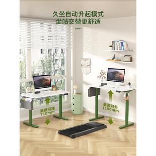 双电机智能电动升降桌实木居家办公电脑桌学习桌N02绿色