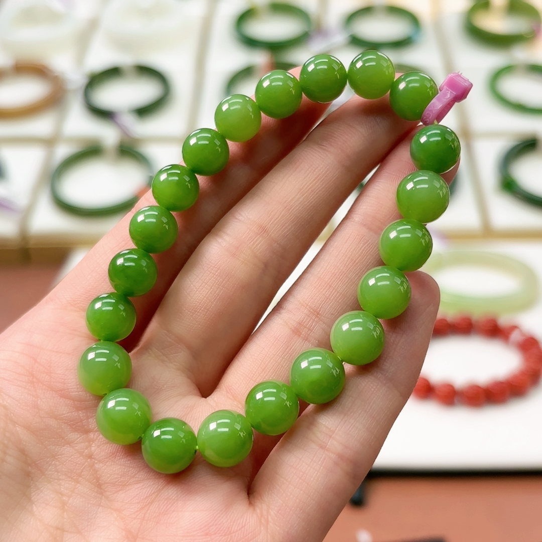 V6碧玉高色艳底艳阳绿无黑巨干净10mm