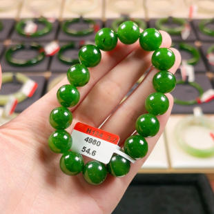 H134碧玉老料俄七艳底艳辣绿13mm