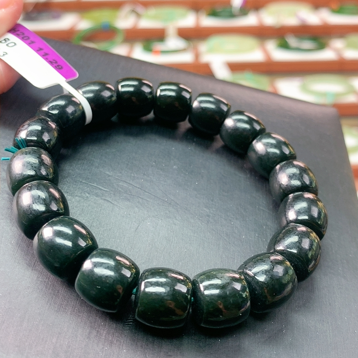 H201黑青直切手串卡12 油亮