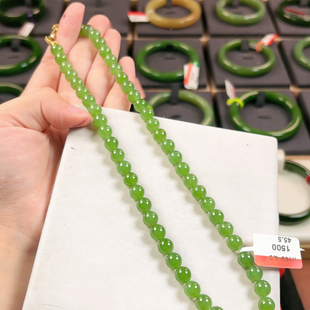 H169碧玉老料艳底艳阳绿8mm无黑