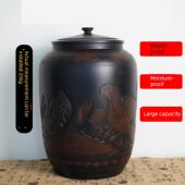 米桶家用陶瓷食品级有盖米罐厨房面粉罐防虫防潮密封造水紫陶