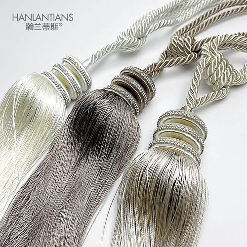 瀚兰蒂斯出口欧式窗帘绑带挂球设计师精选样轻奢软装丝羽奥钻系列