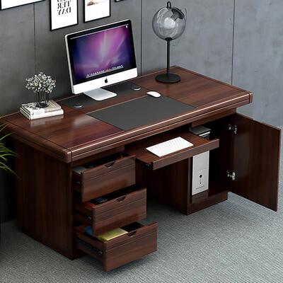 办公室电脑办公桌单人1.24米商用一体写字台简约现代实木台式桌子
