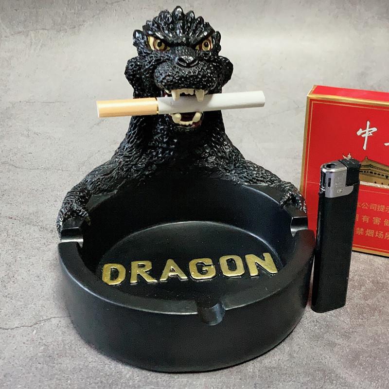 电竞卡通哥斯拉烟灰缸桌面手办怪兽之王烟灰盅生日礼物工艺品摆件