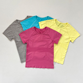 运动无缝短袖 女高弹透气速干圆领瑜伽紧身衣健身户外跑步上衣T恤