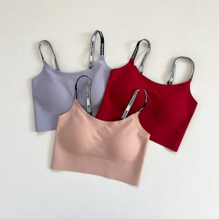 瑜伽服后背交叉防震运动内衣女果冻条软肩带背心式 运动文胸