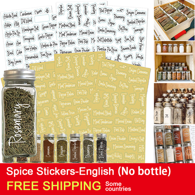 Transparent Spice Labels Preprinted Waterproof Black White L
