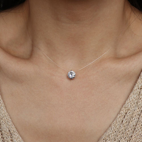 Zircon Pendant Shiny Choker For Women Fishline Necklace Jewe