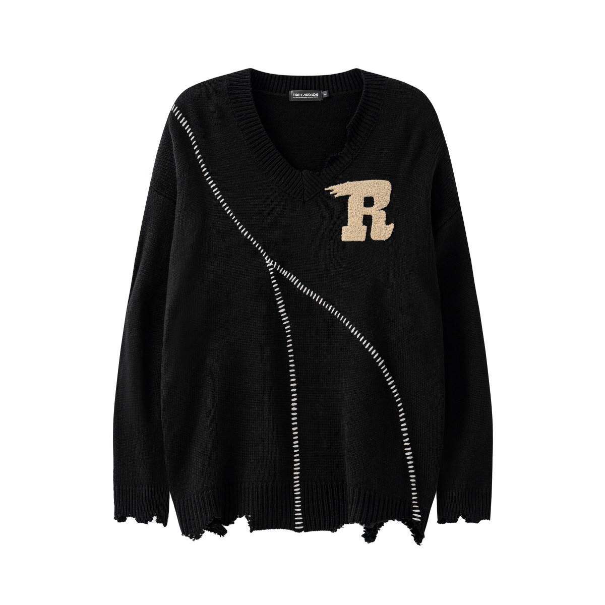 대외 무역 패션 브랜드 니트웨어 디자인 센스 자카드 R 레터링