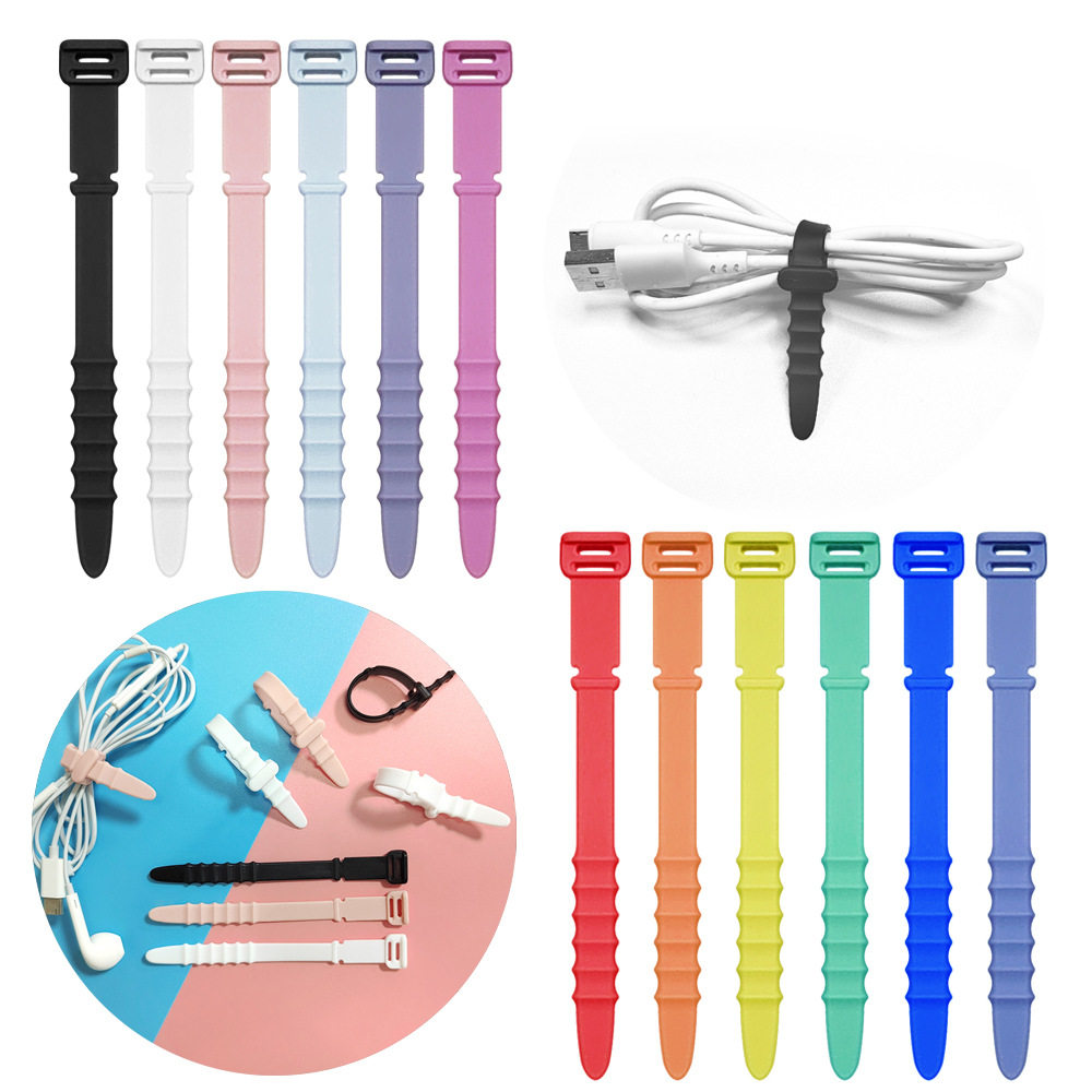 鱼骨硅胶理线器数据线收纳扎带耳机绕线器绑带ord Organizer