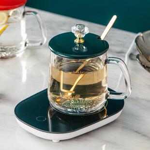 55度恒温杯礼盒套装暖暖杯带钻咖啡牛奶高硼硅加热杯子加热杯办公