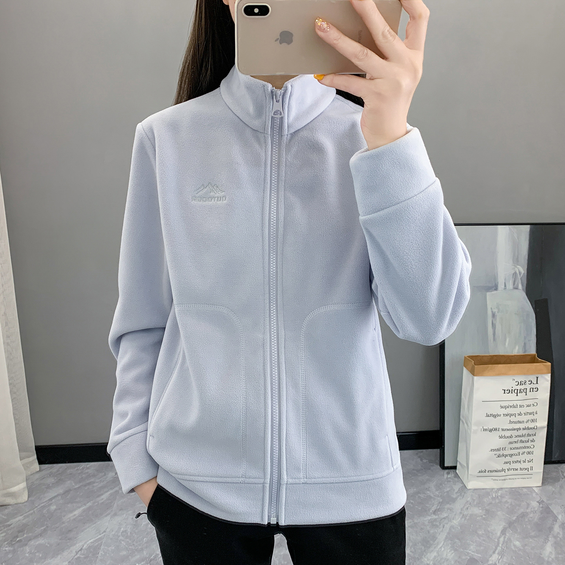 YG户外抓绒衣女加厚双面摇粒绒冲锋衣内胆秋冬抗静电休闲保暖外套